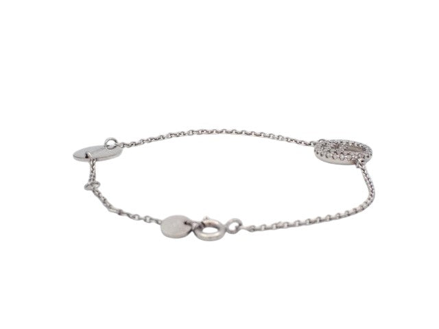 6884 - Fendi 'F Is Fendi' Crystal Oval Logo Chain Bracelet Silver Palladium