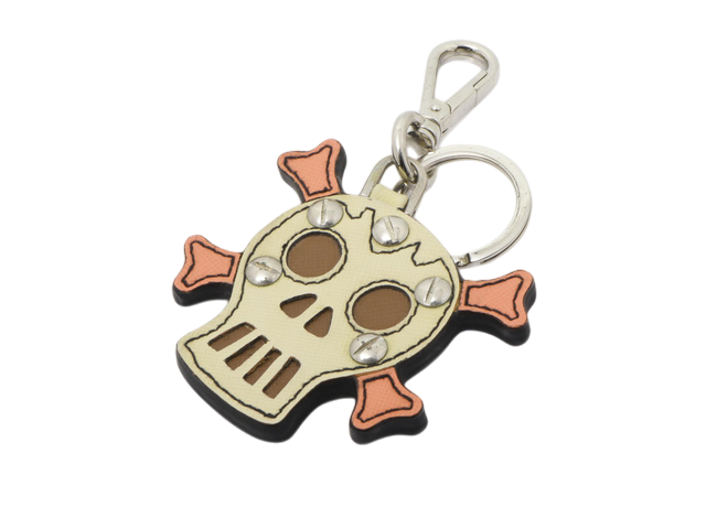 6887 - Prada Skull Crossbones Leather Bag Charm Key Chain