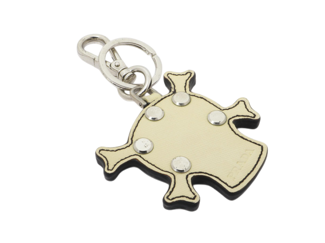 6887 - Prada Skull Crossbones Leather Bag Charm Key Chain
