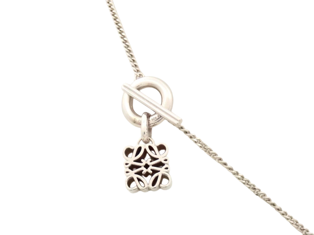6894 - Loewe Anagram Ball Pendant Necklace 925 Sterling Silver Gold Plated Curb Chain