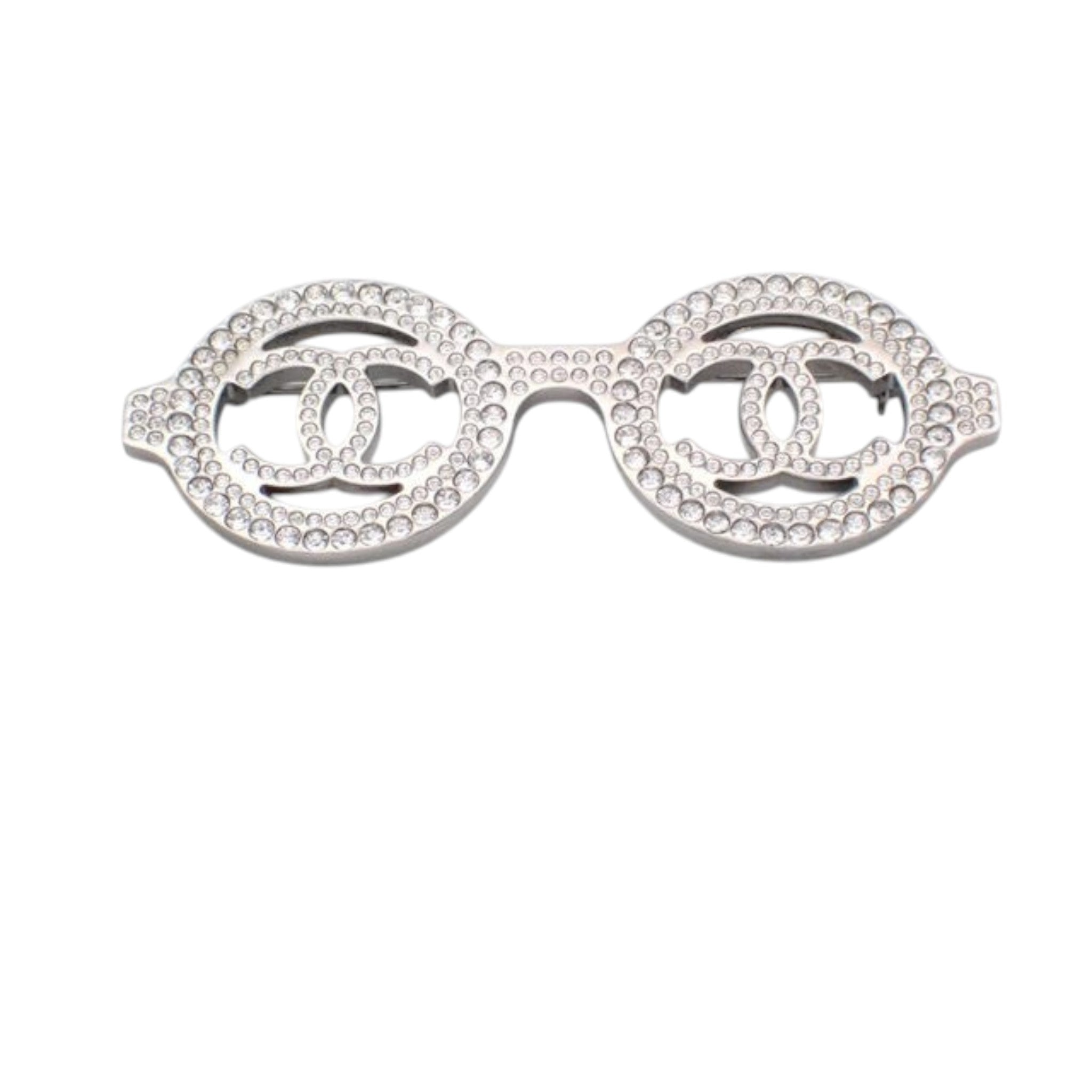 6921 - Chanel CC Logo Glasses Brooch Pin Crystal Rhinestone