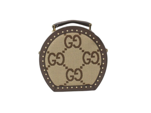 7056 - Gucci Monogram Jumbo Gg Textured Dollar Calfskin Web Mini Brown
