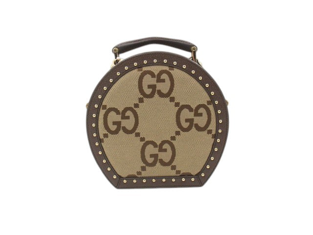 7056 - Gucci Monogram Jumbo Gg Textured Dollar Calfskin Web Mini Brown