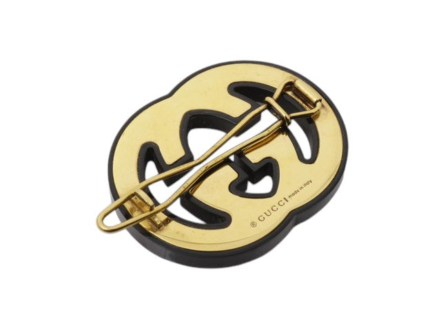 7063 - Gucci Rhinestone Interlocking G Hair Clip, With Box Black