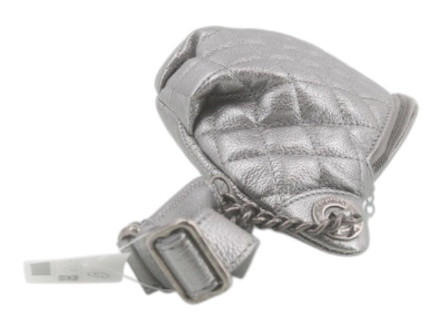 7503 - Chanel Banane Matelasse Caviar Leather Waist Bum Bag Silver
