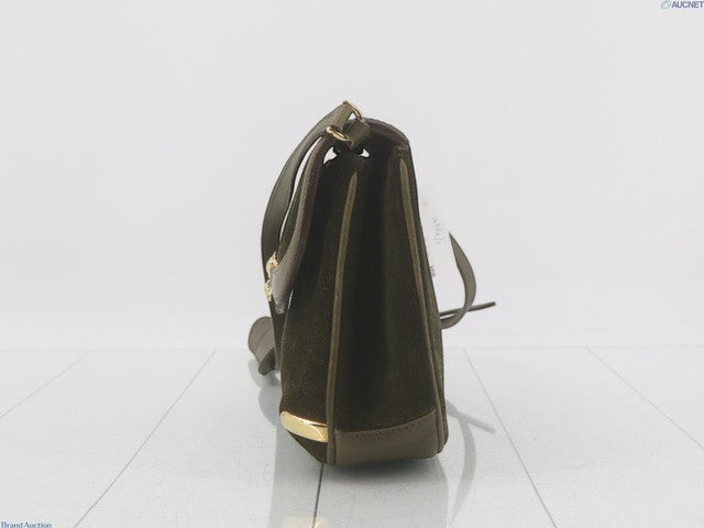 7508 - Gucci Horsebit 1955 Suede Green Shoulder Bag Vintage
