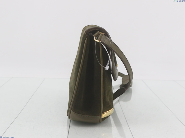 7508 - Gucci Horsebit 1955 Suede Green Shoulder Bag Vintage