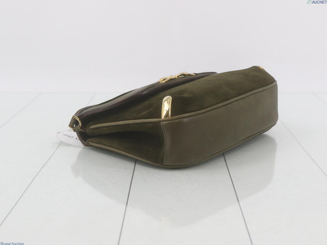 7508 - Gucci Horsebit 1955 Suede Green Shoulder Bag Vintage