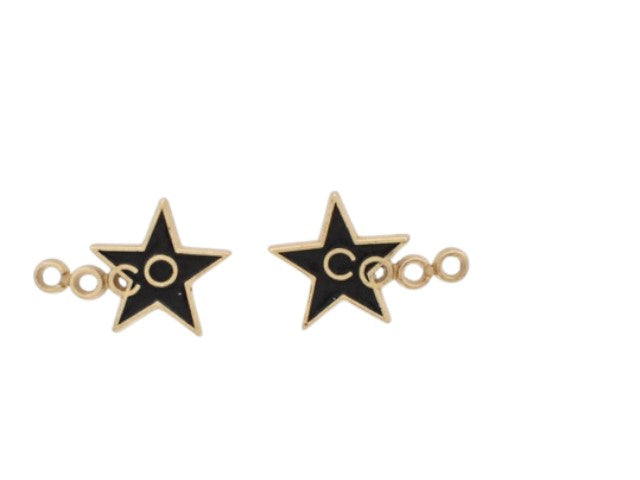 7526 Chanel Black Star Stud Earrings Gold-tone