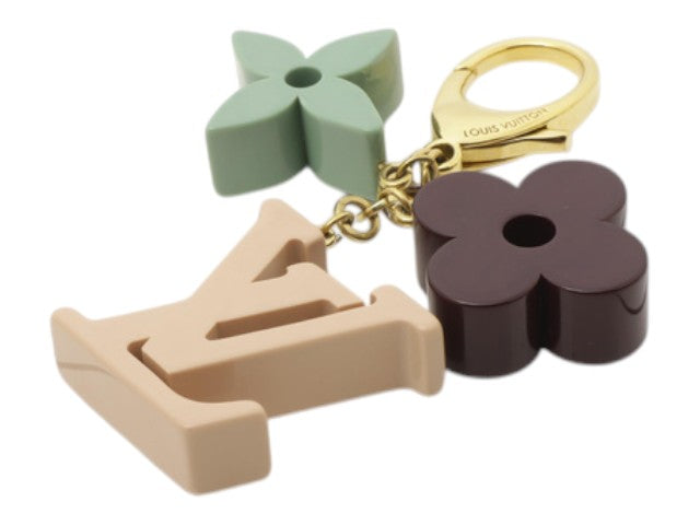 7528 - Louis Vuitton Key Ring Multi Color Resin Flower & LV Logo Charm
