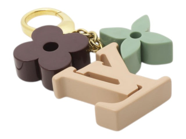 7528 - Louis Vuitton Key Ring Multi Color Resin Flower & LV Logo Charm