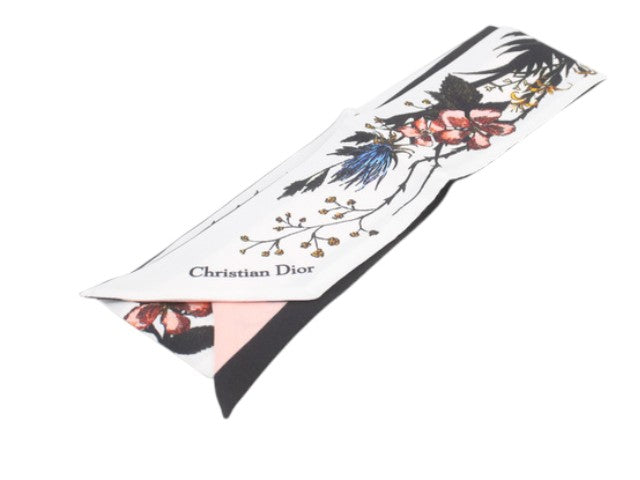 7529 - Christian Dior Mitzah Scarf White & Multicolor Floral