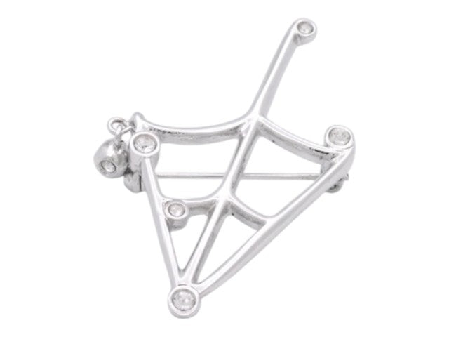 7540 - Christian Dior Rhinestone Spiderweb Brooch Silver
