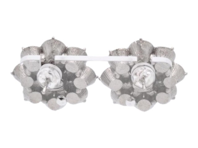 7541 - Chanel CC Flower Earrings in Silver-tone & Crystal