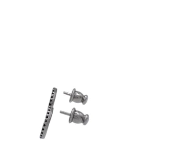 7544 - Fendi F Black Crystal Silver-tone Earrings