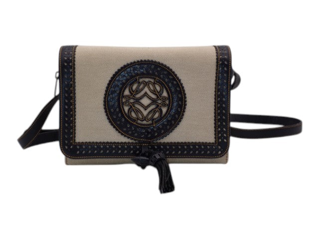 7545 - Loewe Seville Collection Canvas Crossbody Beige