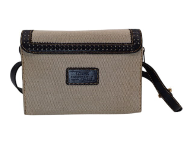 7545 - Loewe Seville Collection Canvas Crossbody Beige