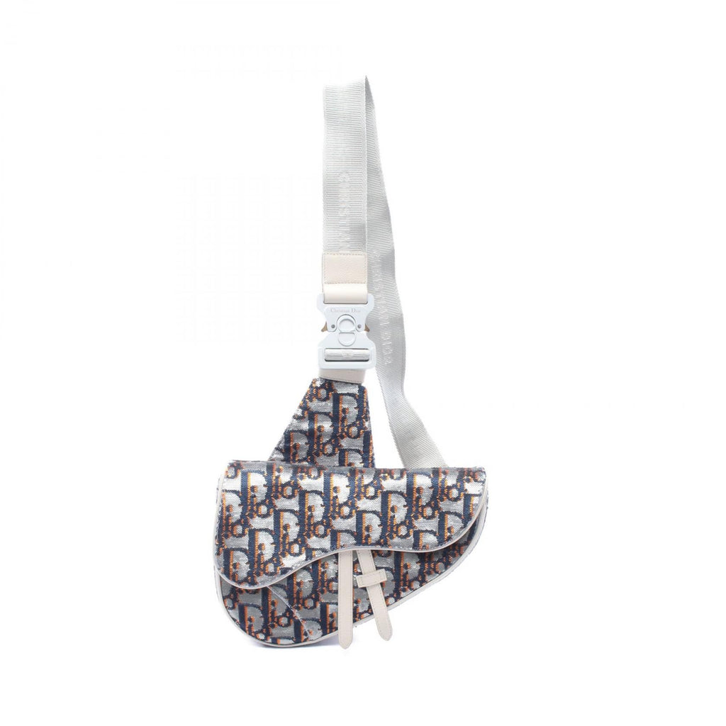 6939 - Dior Sequined Oblique Saddle Crossbody Bum Bag Silver
