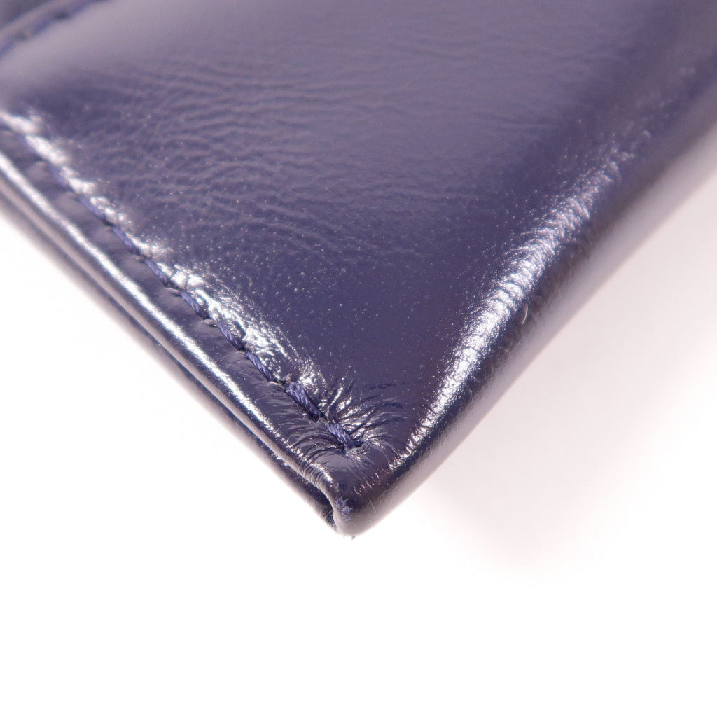 6033 - CHANEL Crinkled leather long zipper wallet Navy Blue
