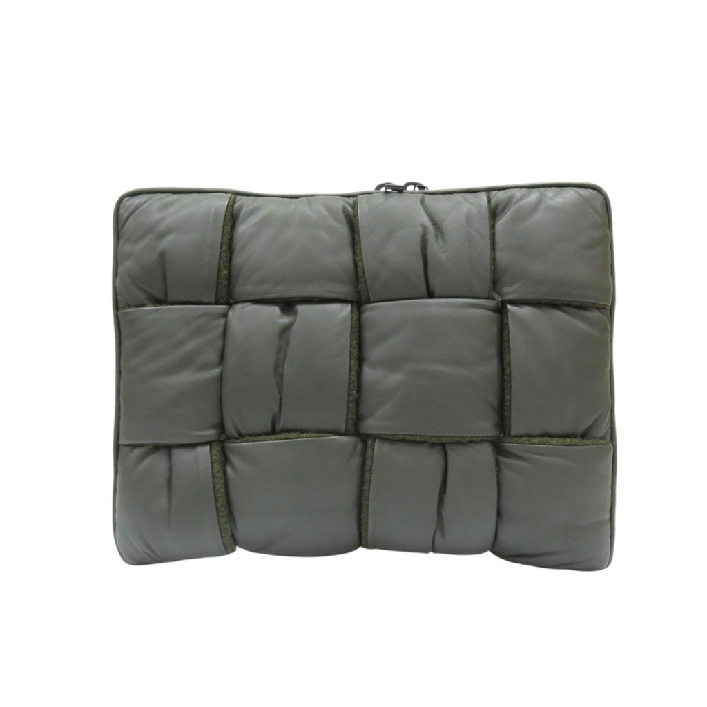 6042 - Bottega Veneta Intrecciato Padded Clutch Dark Green