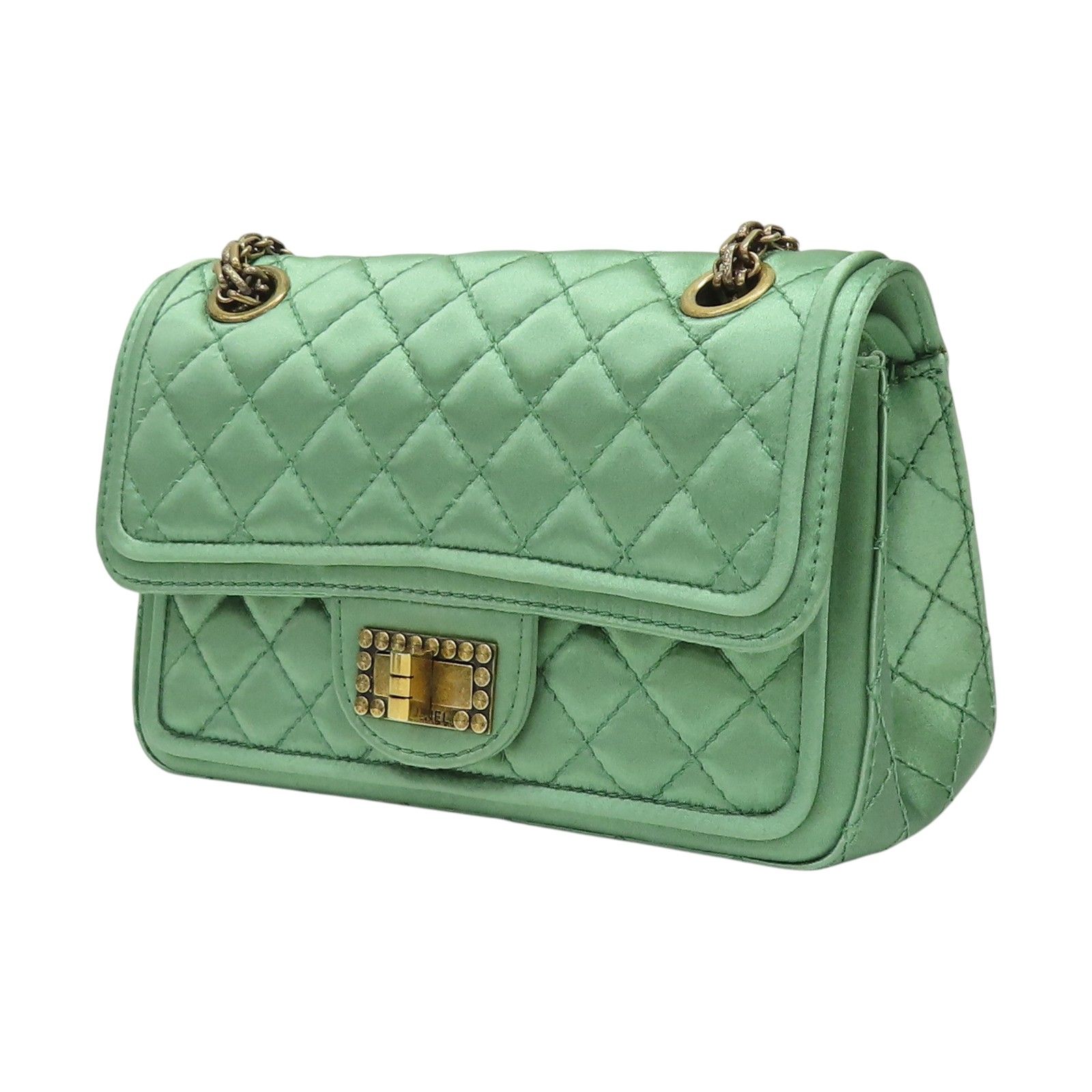6936 - Chanel Quilted Satin 2.55 Reissue Flap Green