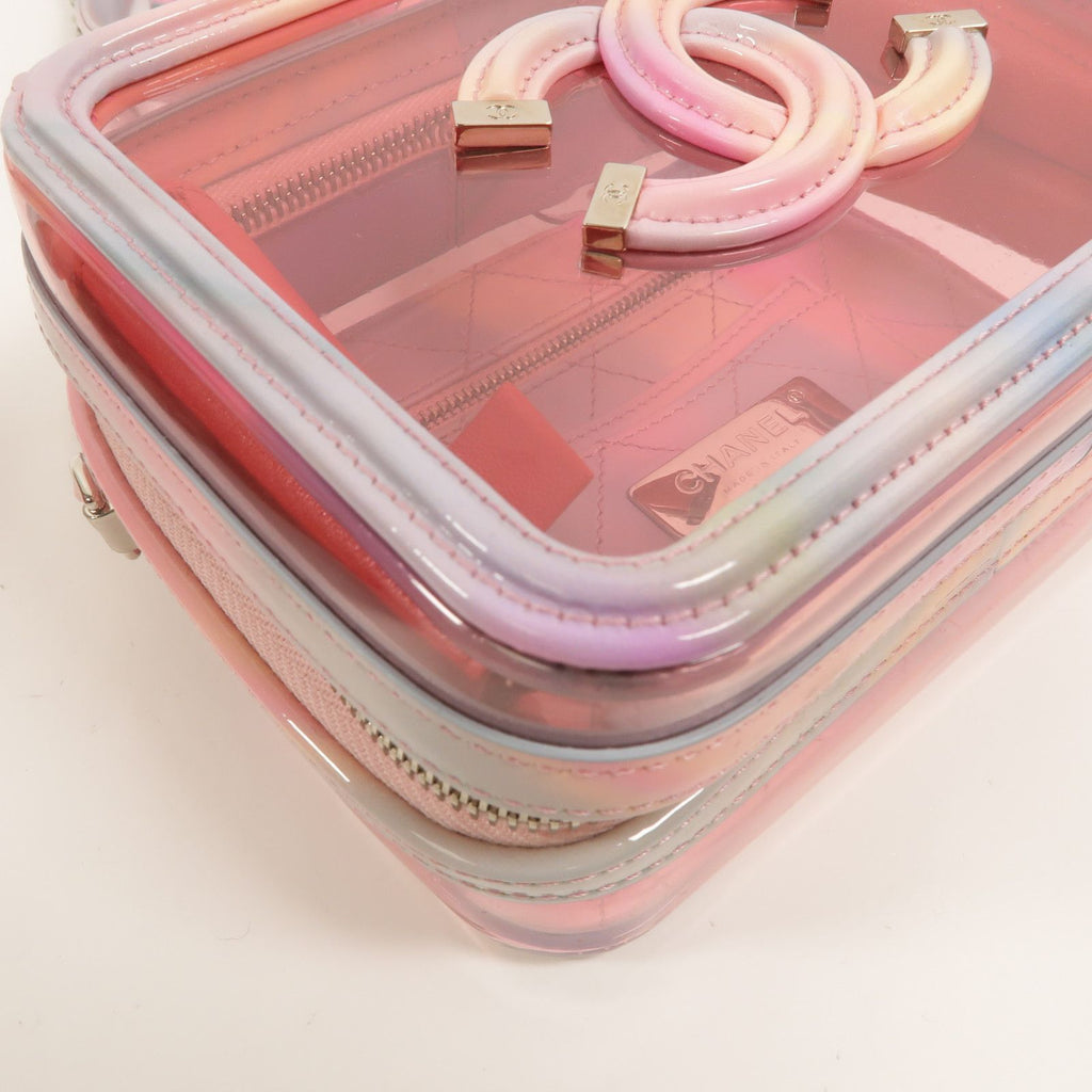 6938 - Chanel Pvc Patent Lambskin Small CC Vanity Case Pink