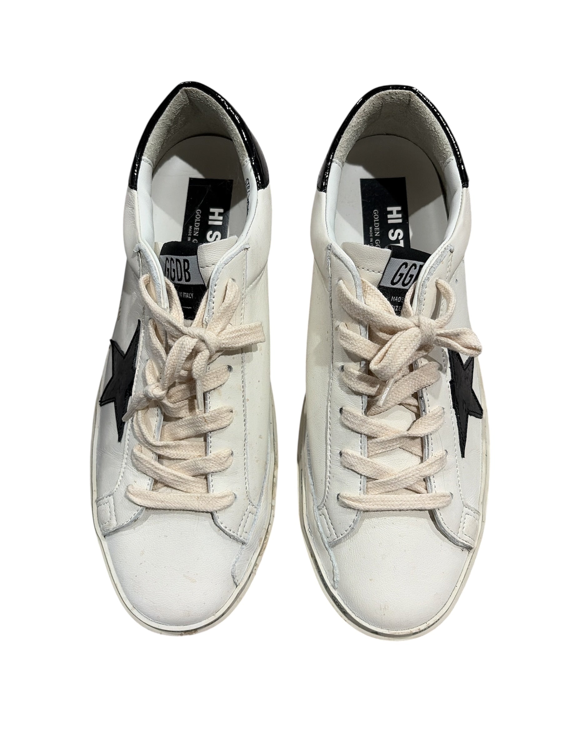 104917- Golden Goose Hi Star Low Top Black & White Sneakers