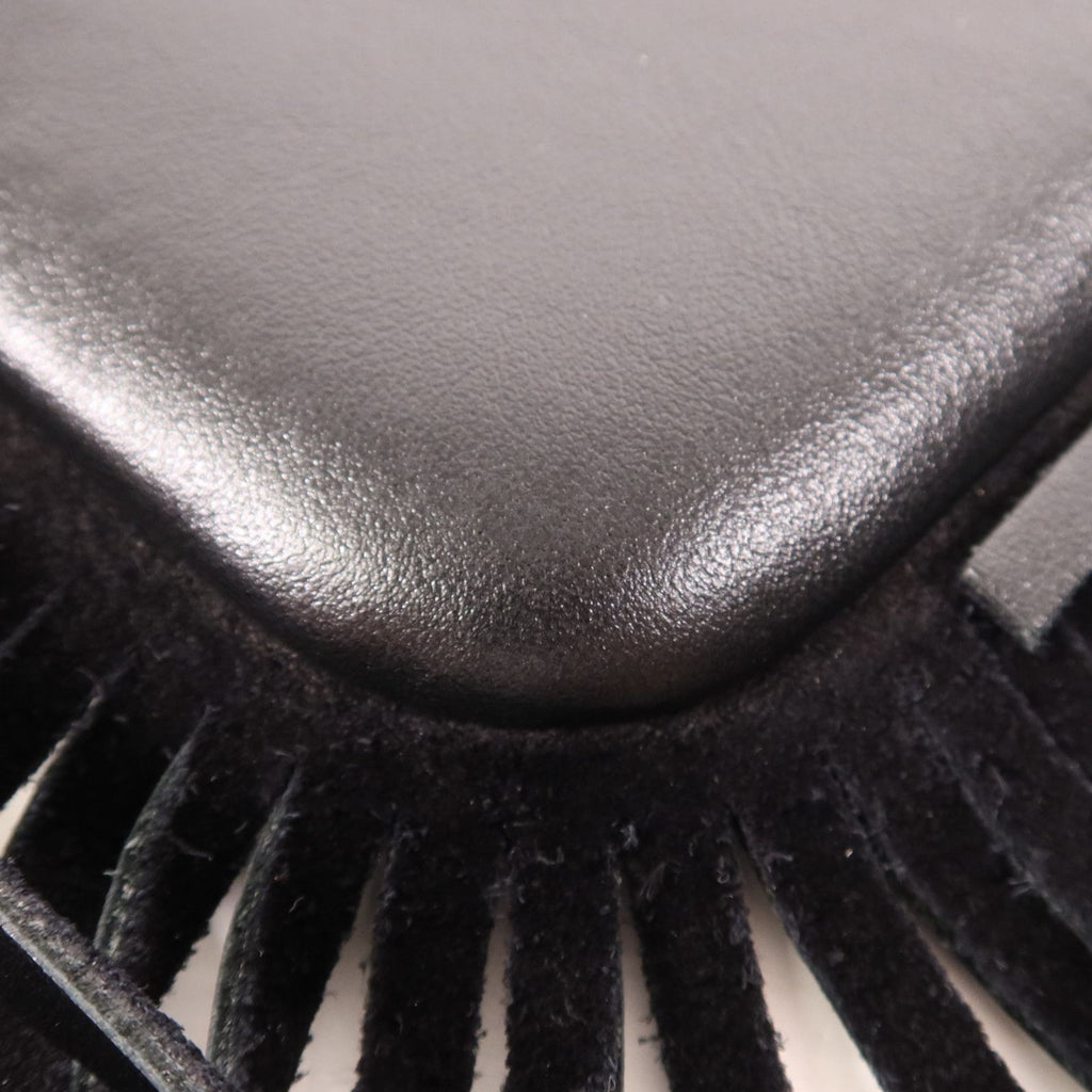 6940 - Saint Laurent Side Fringe Clutch With Strap Black