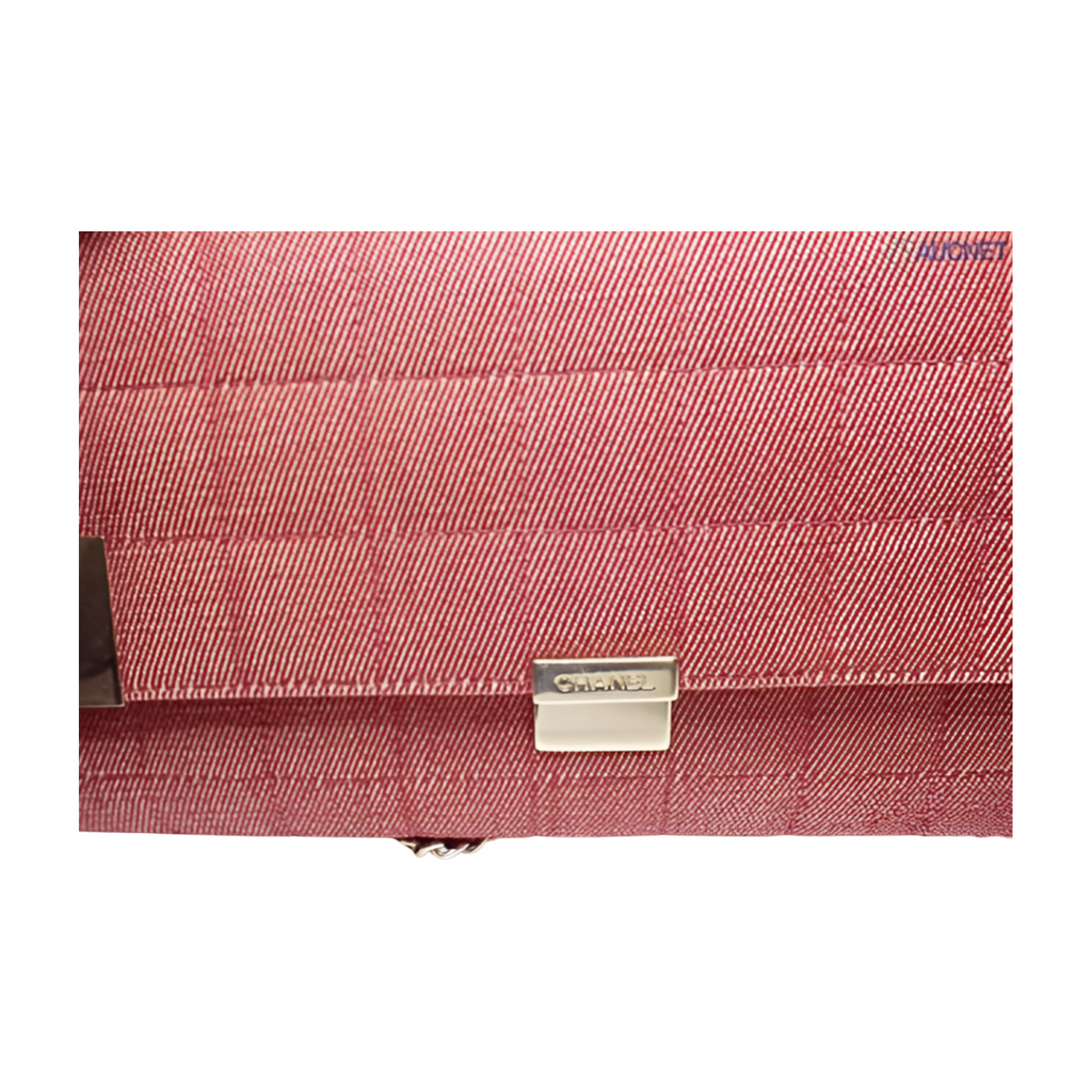 6102 - Chanel Chocolate Bar Maroon Denim Flap Bag