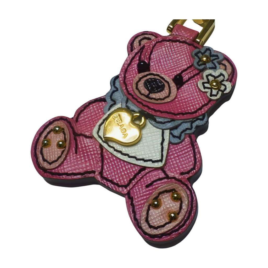 6287 Prada Bear Bag Charm - Gold & Pink
