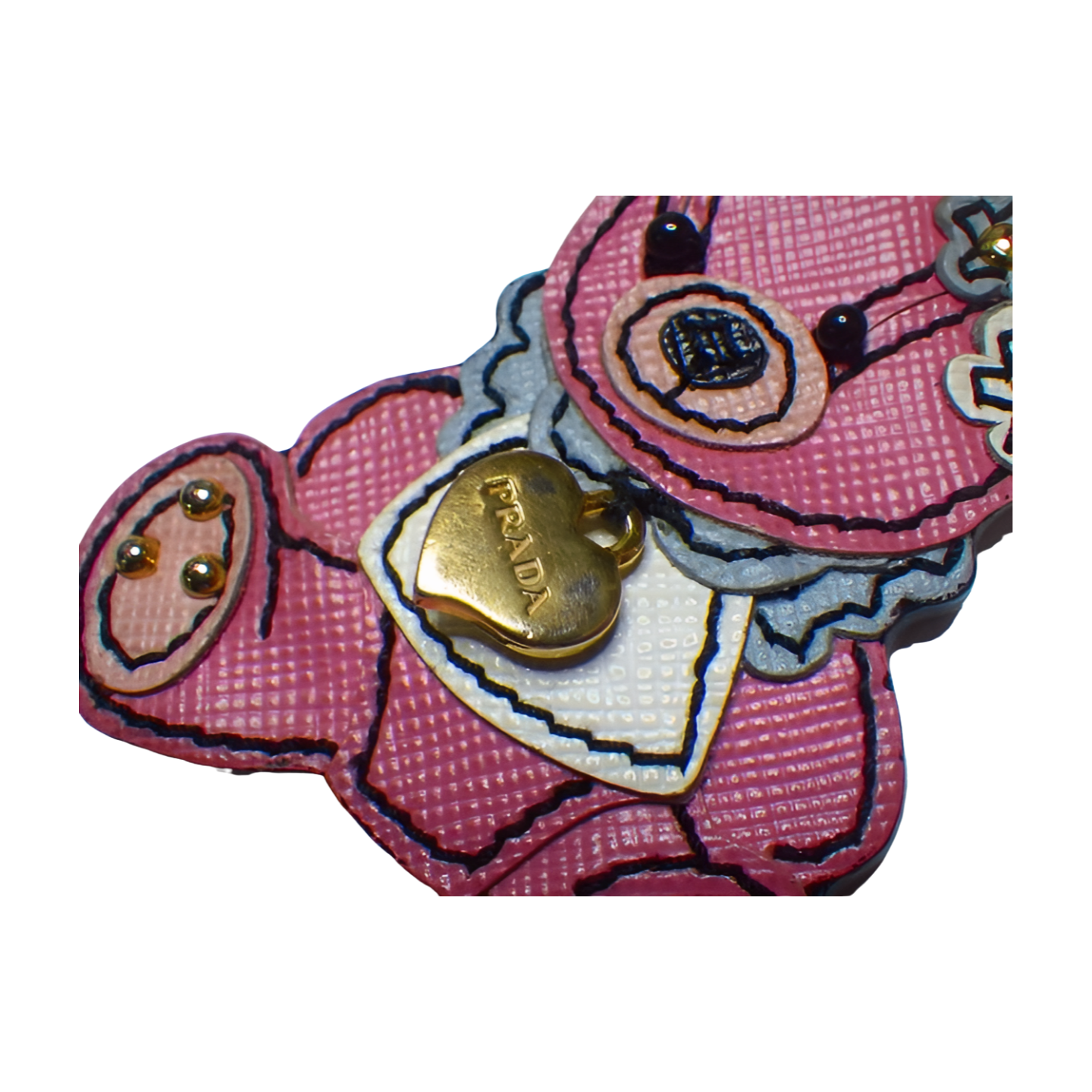 6287 Prada Bear Bag Charm - Gold & Pink