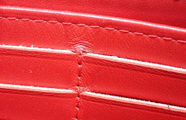 Chanel V-Stitch Chevron Long Wallet - Red