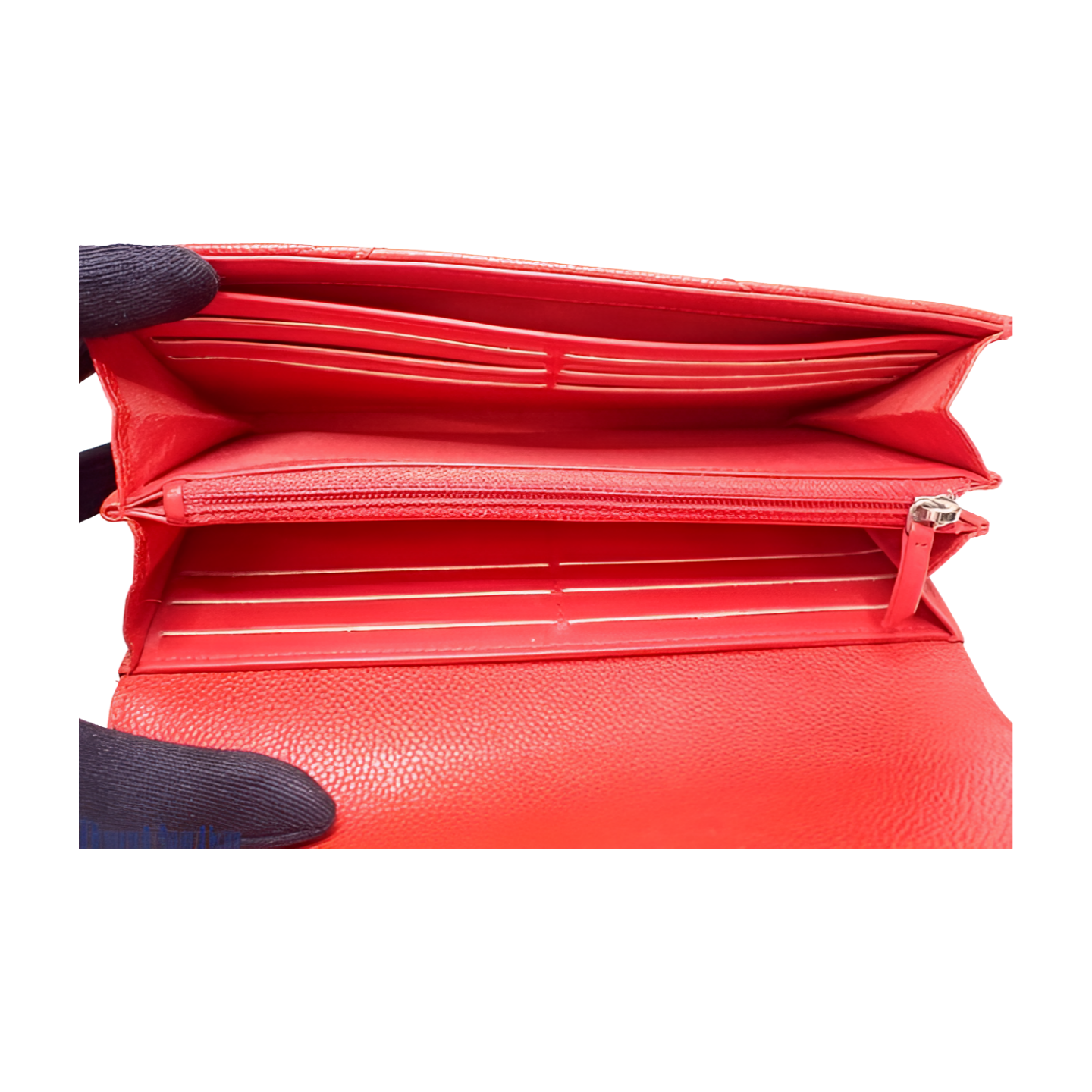 Chanel V-Stitch Chevron Long Wallet - Red