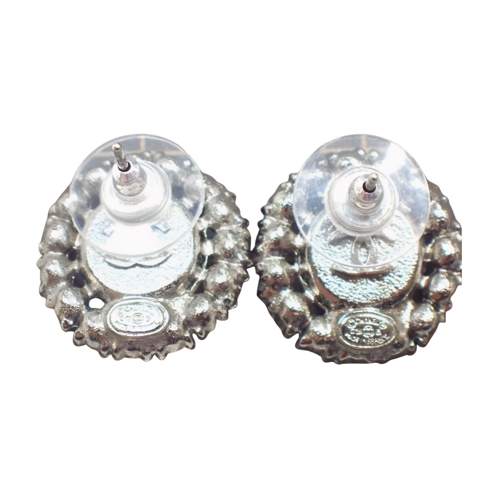 6394 - Chanel COCO Mark Rhinestone Pearl Earrings