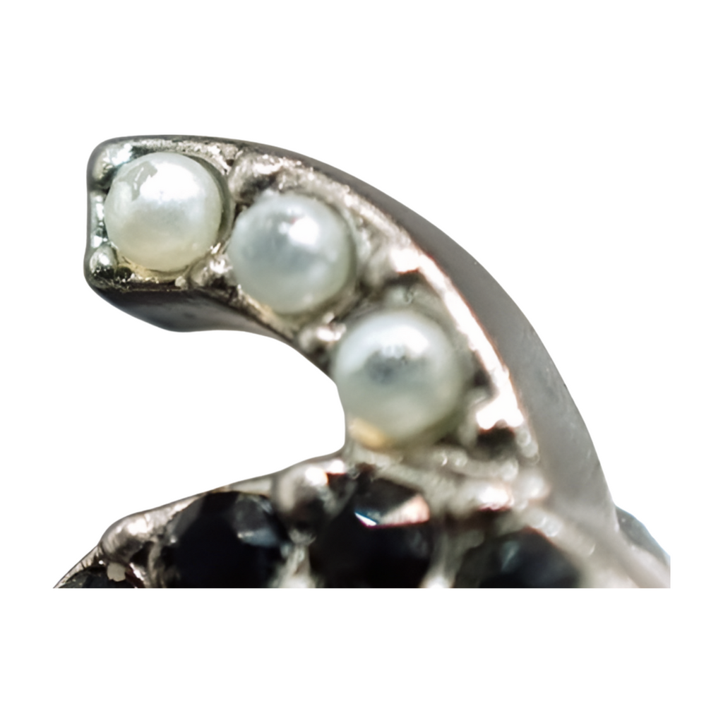 Chanel CoCO Mark Rhinestone Pearl Earrings -  Silver