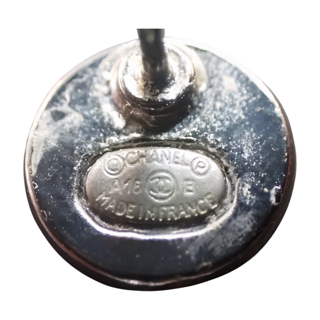 6462 - Chanel Coco Button Earrings Silver
