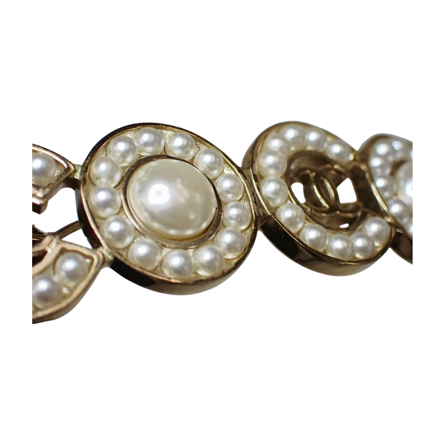 6775 - Chanel Coco Mark Coco Logo Faux Pearl Hair Clip B21C Gold