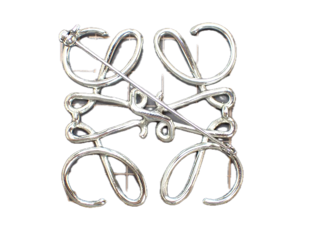 6802 - Loewe Anagram Brooch Silver Palladium Pin Brooch