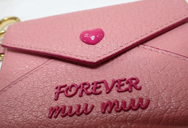 6809 - Miu Miu Forever Madras Love Envelope Card Case Pink Heart Bag Charm