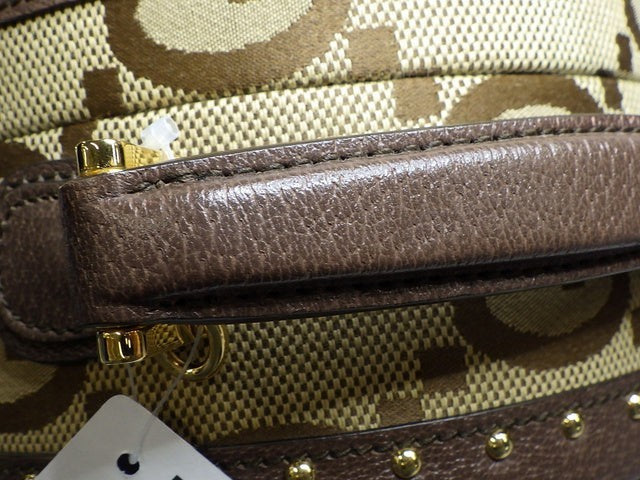 7056 - Gucci Monogram Jumbo Gg Textured Dollar Calfskin Web Mini Brown