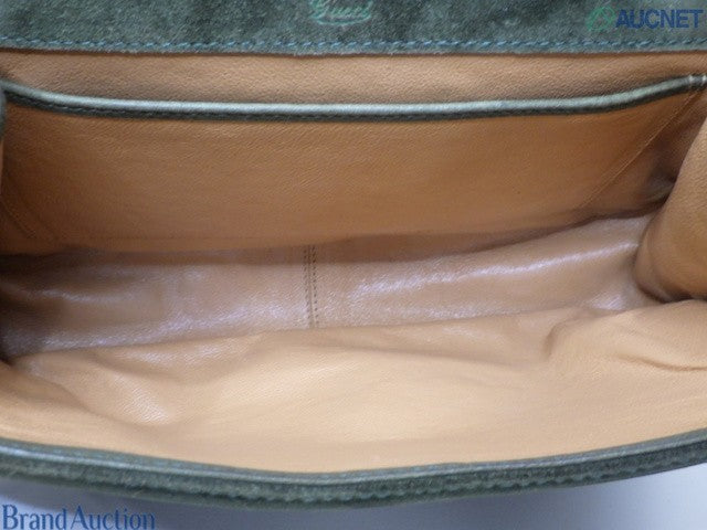 7508 - Gucci Horsebit 1955 Suede Green Shoulder Bag Vintage