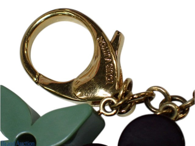 7528 - Louis Vuitton Key Ring Multi Color Resin Flower & LV Logo Charm