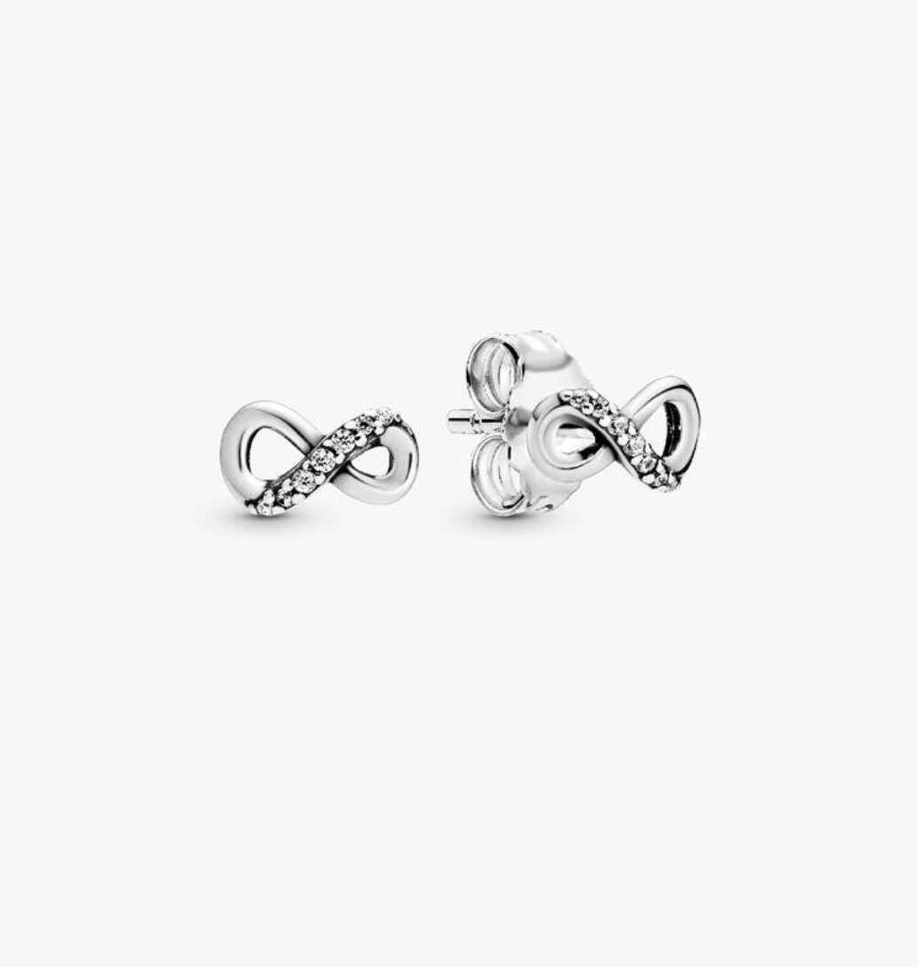 Pandora Sterling Silver Infinity Knot Stud Earrings CZ NWT