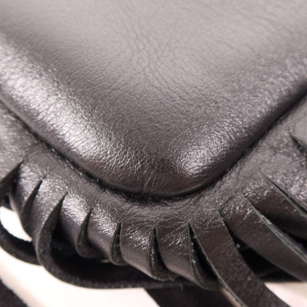 6940 - Saint Laurent Side Fringe Clutch With Strap Black