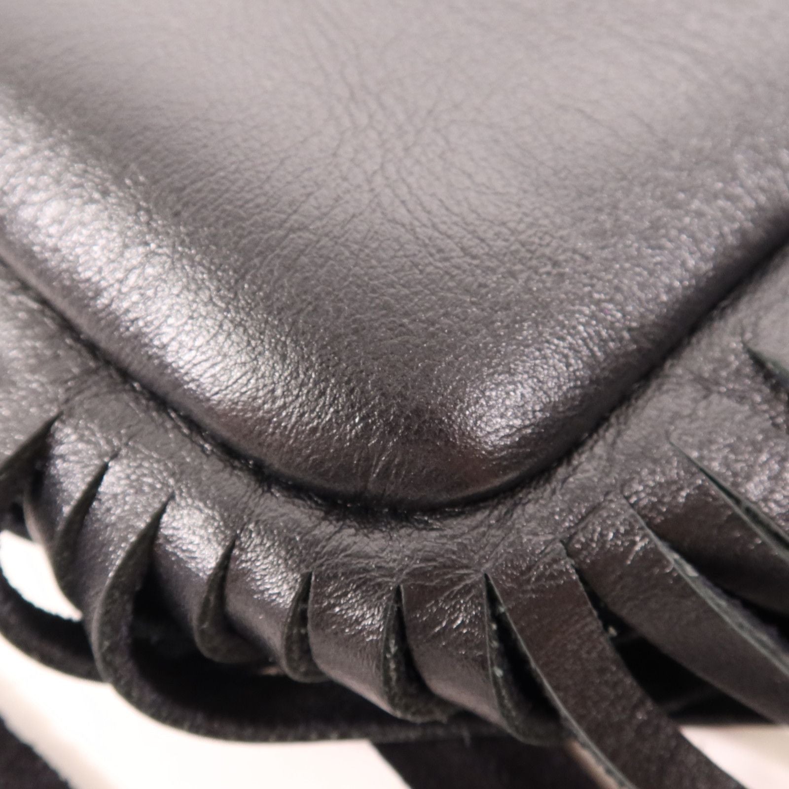 6940 - Saint Laurent Side Fringe Clutch With Strap Black