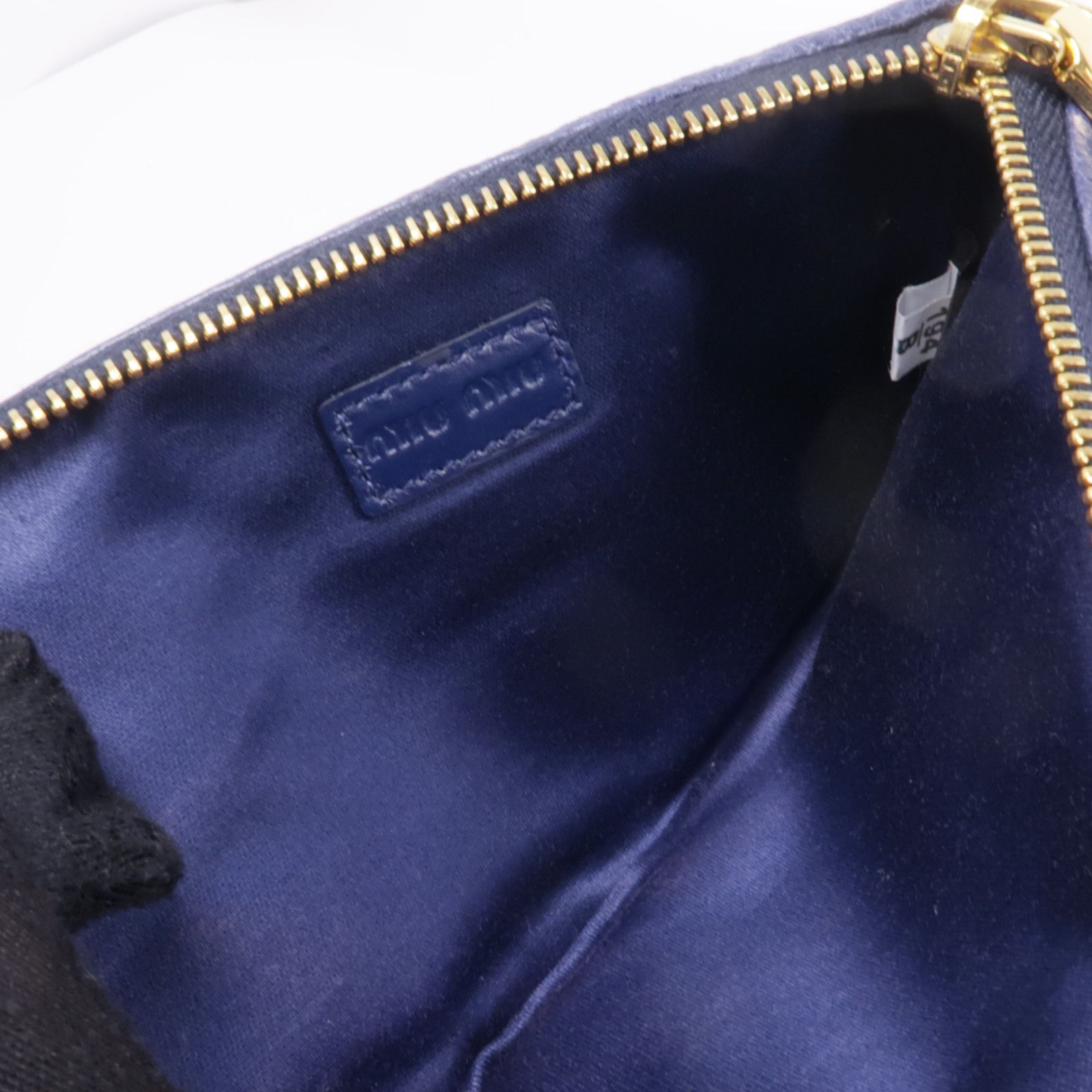MIU MIU Card Case Crinkled Calfskin Blue