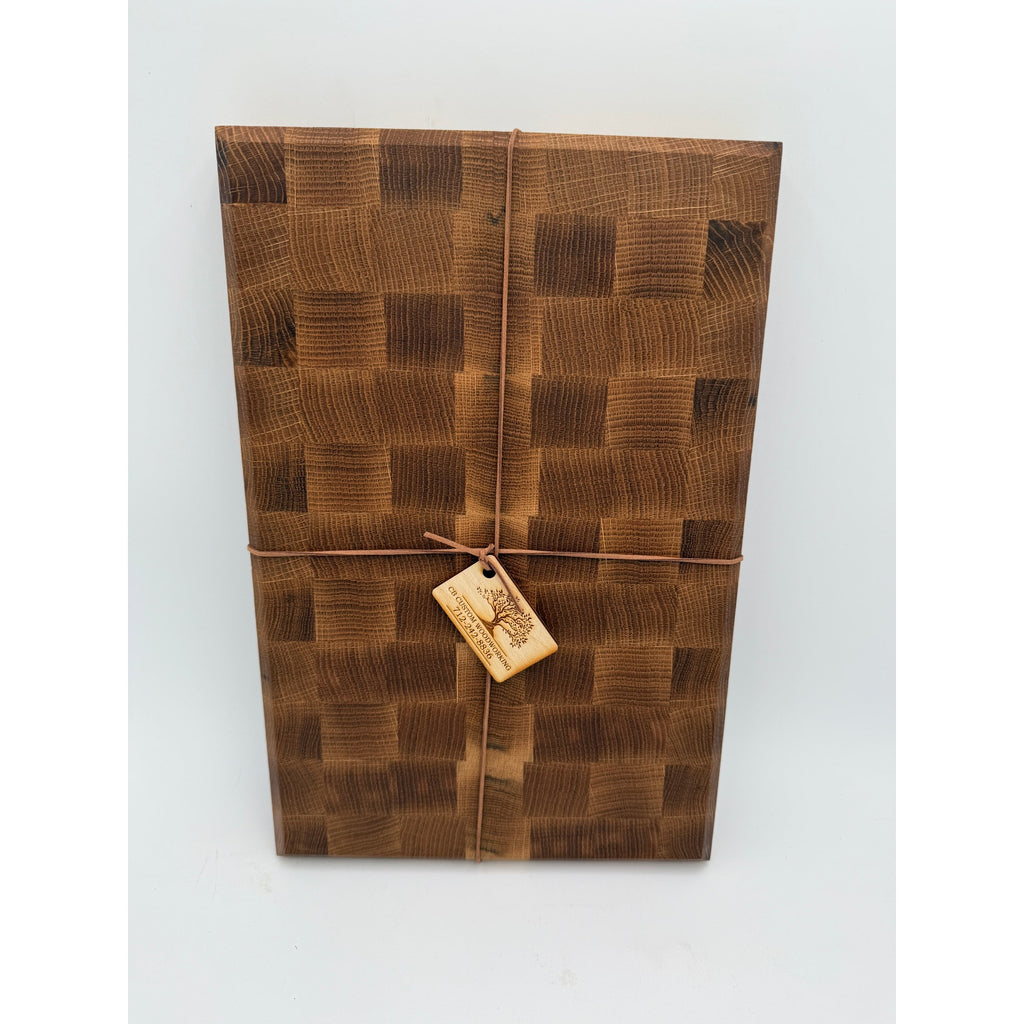 White Oak End Grain Cutting Board 15.75x10.25x1.5, hardwood butcher block, knife friendly, beauty and utility, juice-groove optional, hand-f