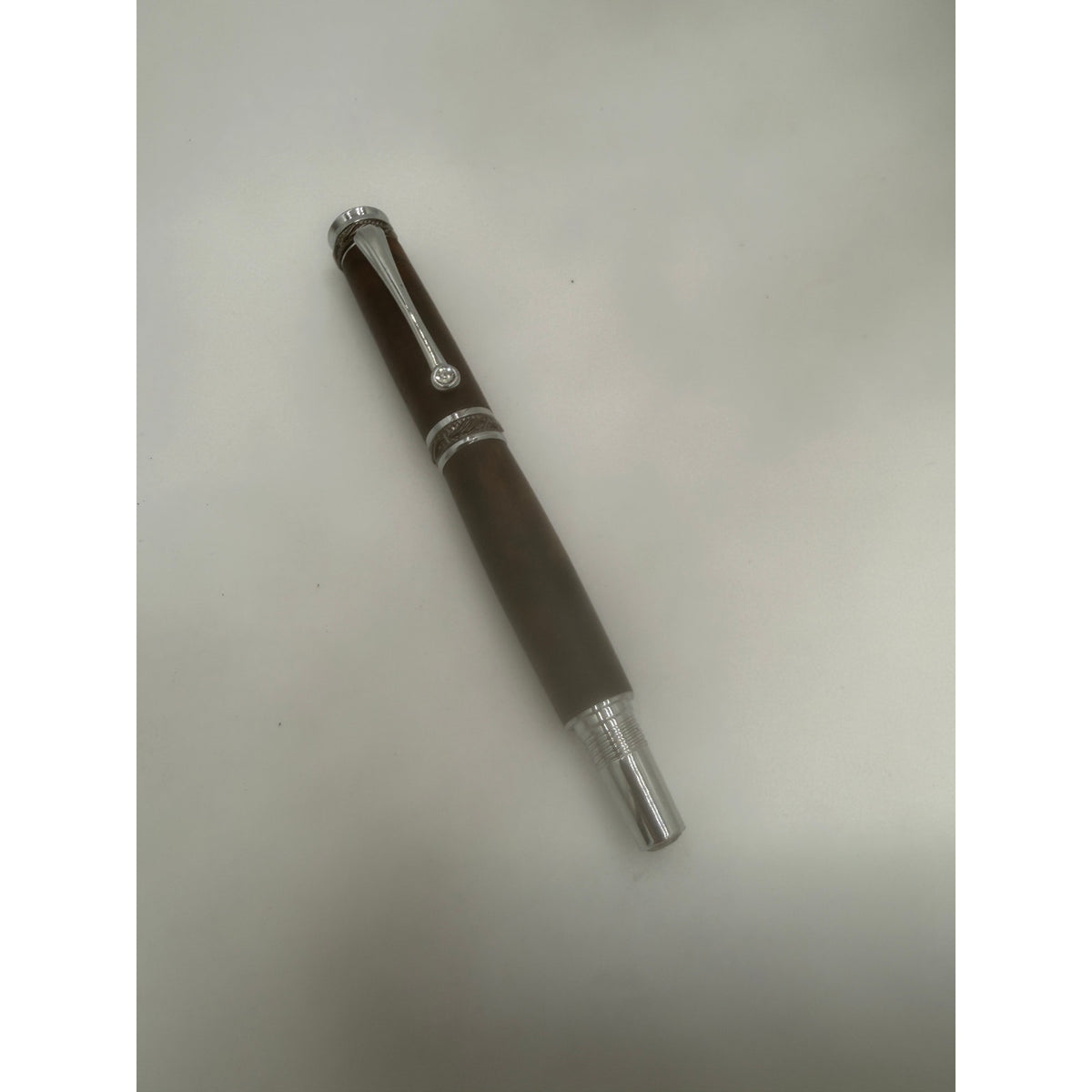 Custom Walnut Burl Rollerball Pen, Majestic Junior, Silver Hardware, Handcrafted Writing Gift
