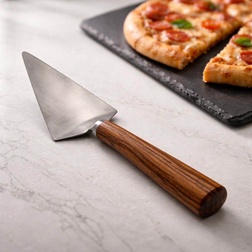 Handmade Pizza and Pie Server with Wood Handle, stainless steel blade, food safe, oak cherry or teak, kitchen gift