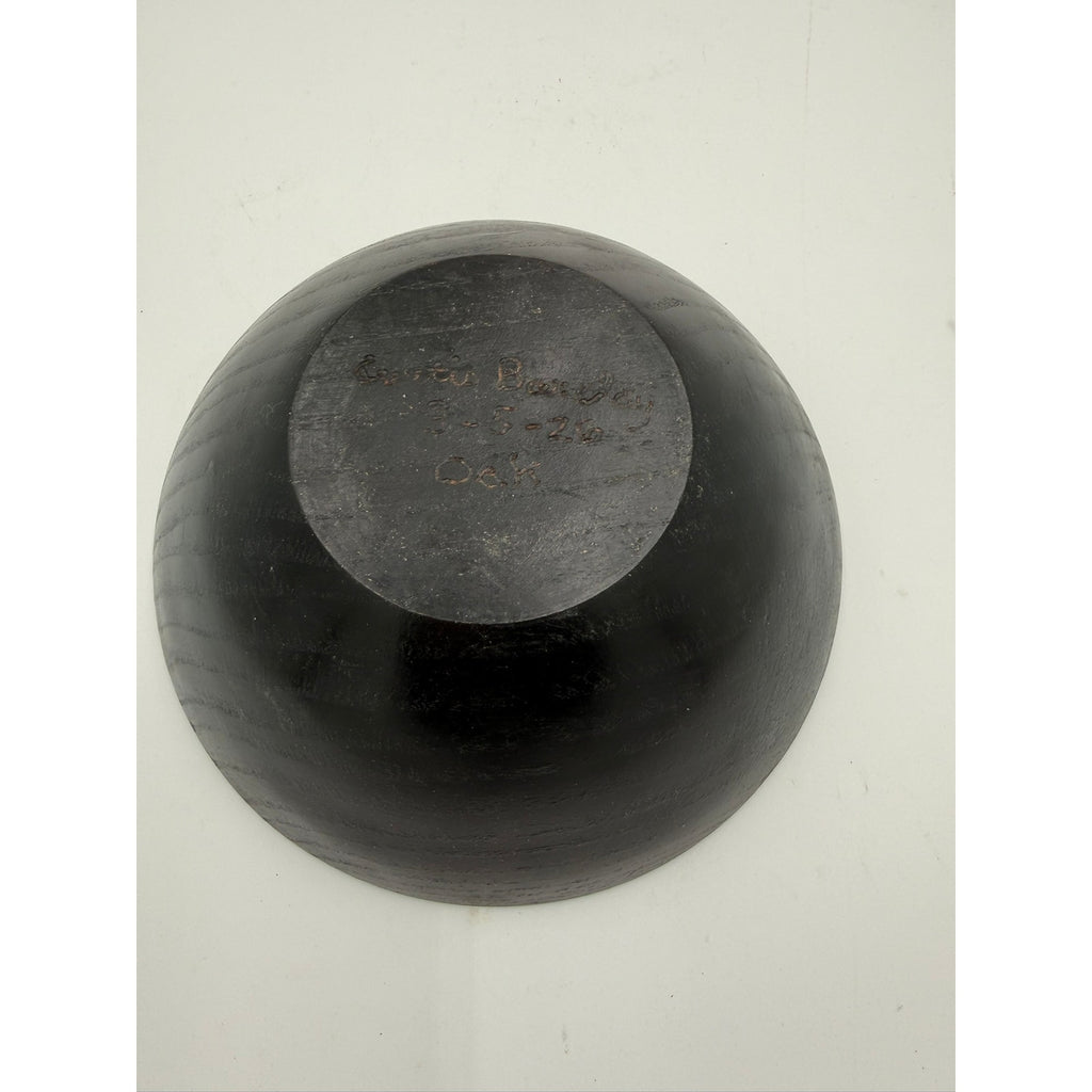 Hand Turned Black Oak Wood Bowl 9.75 x 3.25, food safe finish, handmade, decorative serving, salad or fruit